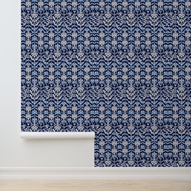 Blue and White Damask Wallpaper (Application)