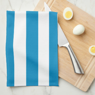 Blue and White Deckchair Stripes Tea Towel