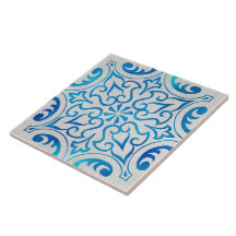 blue and white decorative ceramic tile