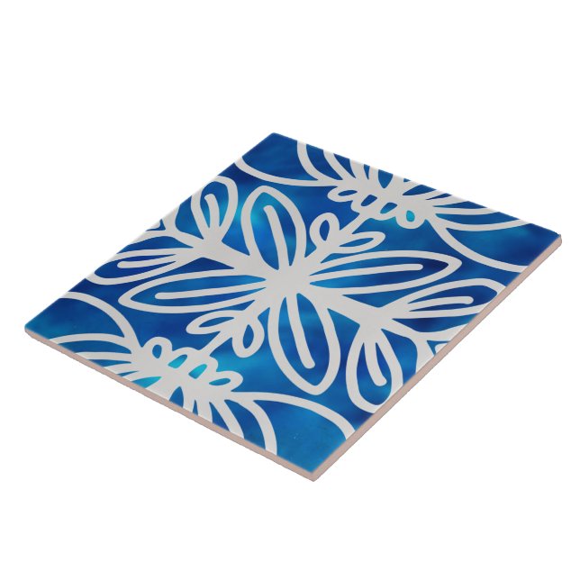 blue and white decorative ceramic tile (Side)