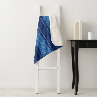 Blue and White Decorative Sherpa Blanket