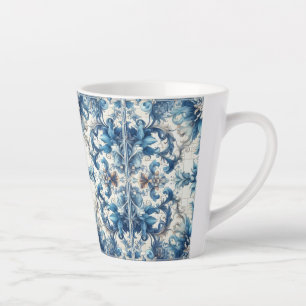 Blue And White Decorative Tile Latte Mug