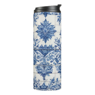 Blue And White Decorative Tile Thermal Tumbler