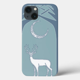 Blue And White Deer In The Forest Celtic Art iPhone 13 Case