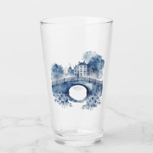 Blue and white Delft style landscape Glass