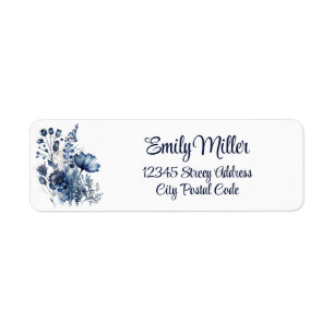 Blue and white Delft style wildflowers bouquet