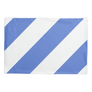 Blue and White Diagonal Broad Stripe Pillowcase