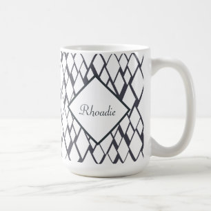 Blue and white diamond coffee mug