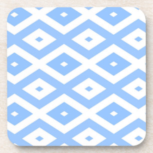 Blue and white diamond pattern coaster