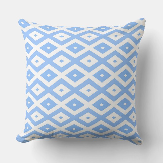 Blue and white diamond pattern cushion (Front)