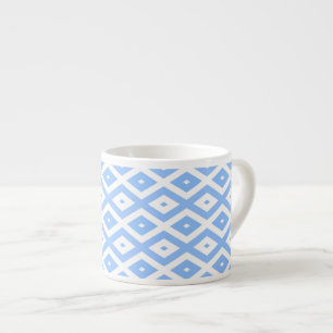 Blue and white diamond pattern espresso cup