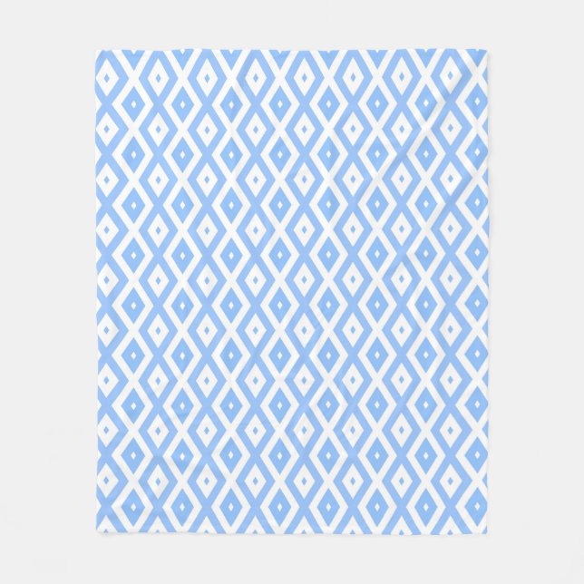 Blue and white diamond pattern fleece blanket (Front)
