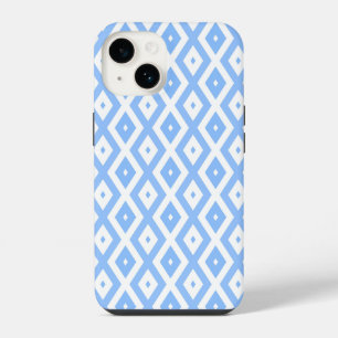 Blue and white diamond pattern iPhone 14 case