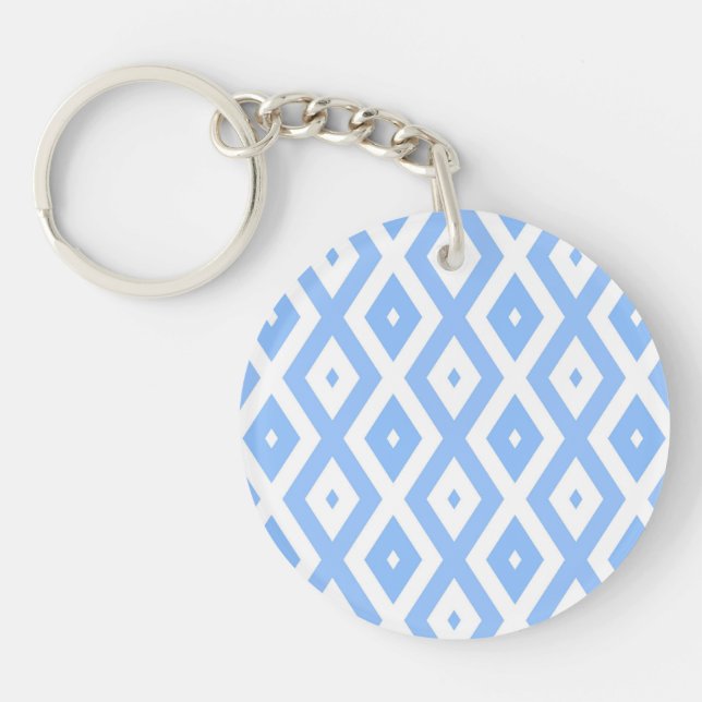 Blue and white diamond pattern key ring (Front)