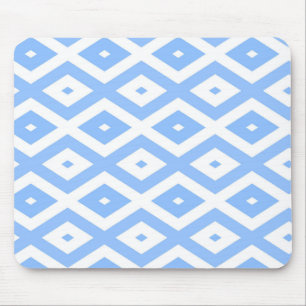 Blue and white diamond pattern mouse mat