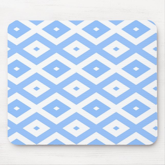 Blue and white diamond pattern mouse mat (Front)
