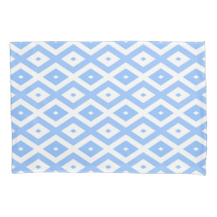 Blue and white diamond pattern pillowcase