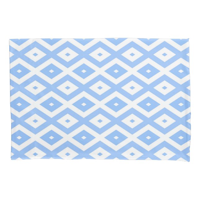 Blue and white diamond pattern pillowcase (Front)