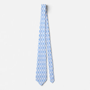 Blue and white diamond pattern tie