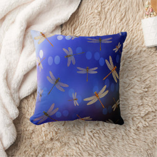 Blue And White Dragon Fly Pattern, Cushion
