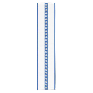 Blue and White Edelweiss Floral Short Table Runner