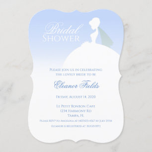Blue and White Elegant Bridal Shower Invitation