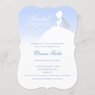 Blue and White Elegant Bridal Shower Invitation