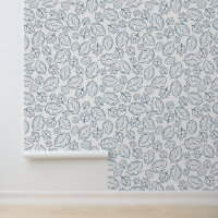 Blue and White Elegant Leaf Pattern