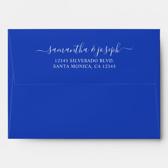 Blue and White Elegant Signature Names Envelope (Back (Top Flap))