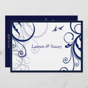 Blue and White, Elegant Wedding Invitation