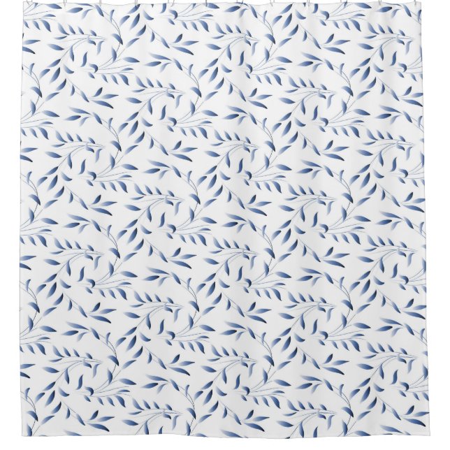 Blue and White Elegant Willow Pattern Shower Curtain (Front)