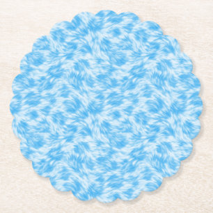 Blue and white faux fur effect paper coaster