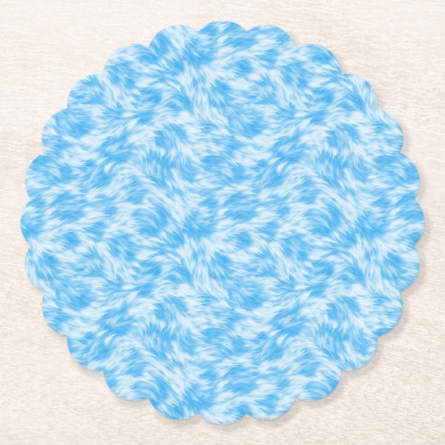 Blue and white faux fur effect paper coaster (Front)
