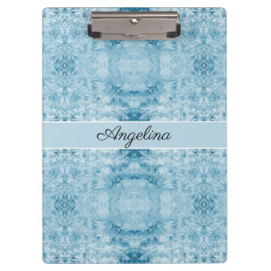 Blue and white feather pattern, customisable clipboard