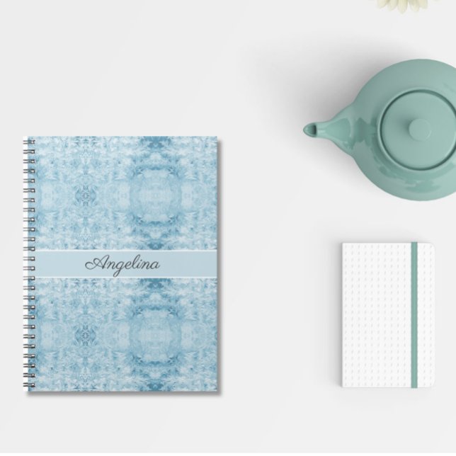 Blue and white feather pattern, customisable notebook (Creator Uploaded)