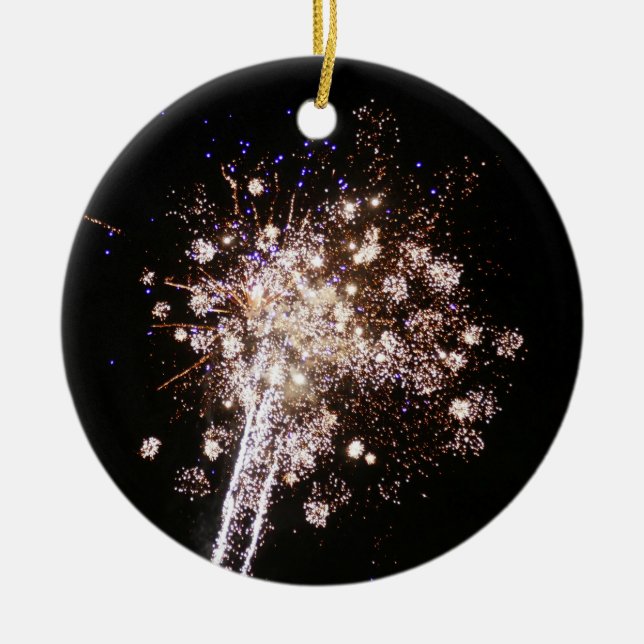 Blue and White Fireworks Ceramic Tree Decoration (Front)