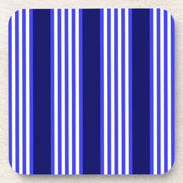 Blue and white five stripes pattern coaster (Front)