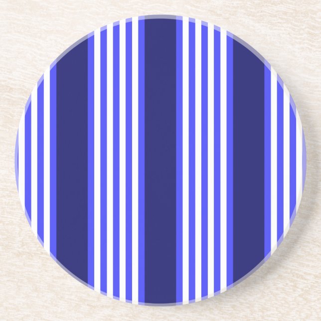 Blue and white five stripes pattern coaster (Front)