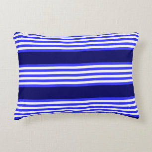 Blue and white five stripes pattern decorative cushion