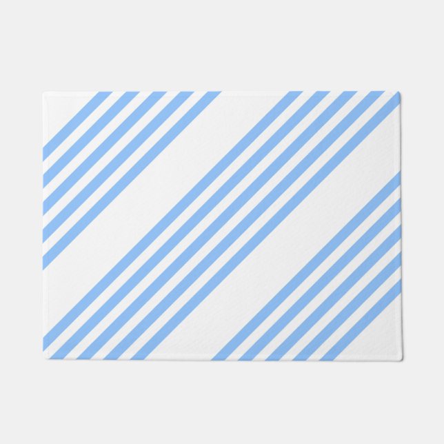 Blue and white five stripes pattern doormat (Front)
