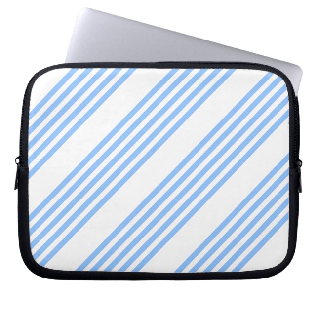 Blue and white five stripes pattern laptop sleeve (Front)