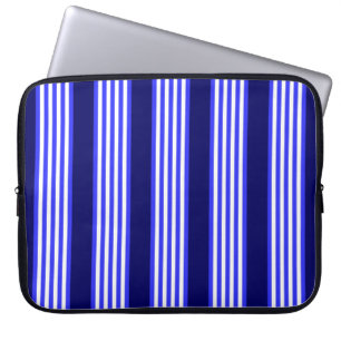 Blue and white five stripes pattern laptop sleeve