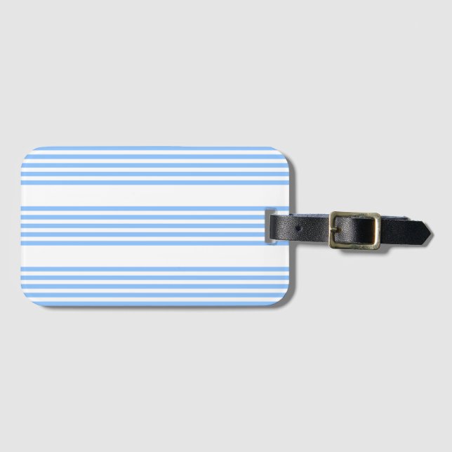 Blue and white five stripes pattern luggage tag (Front Horizontal)