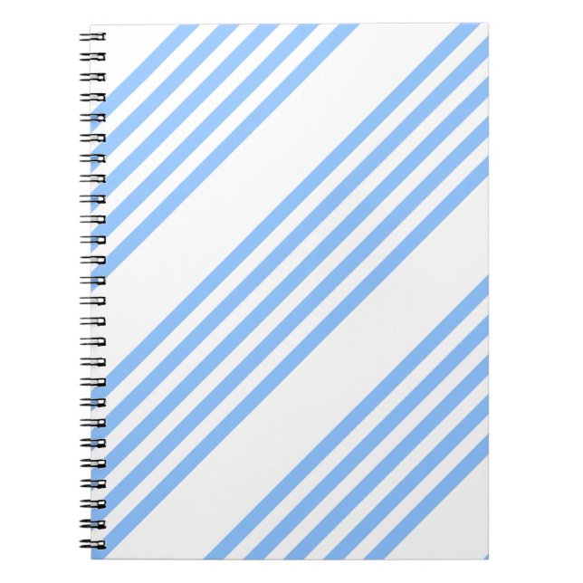 Blue and white five stripes pattern notebook (Front)