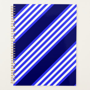 Blue and white five stripes pattern planner