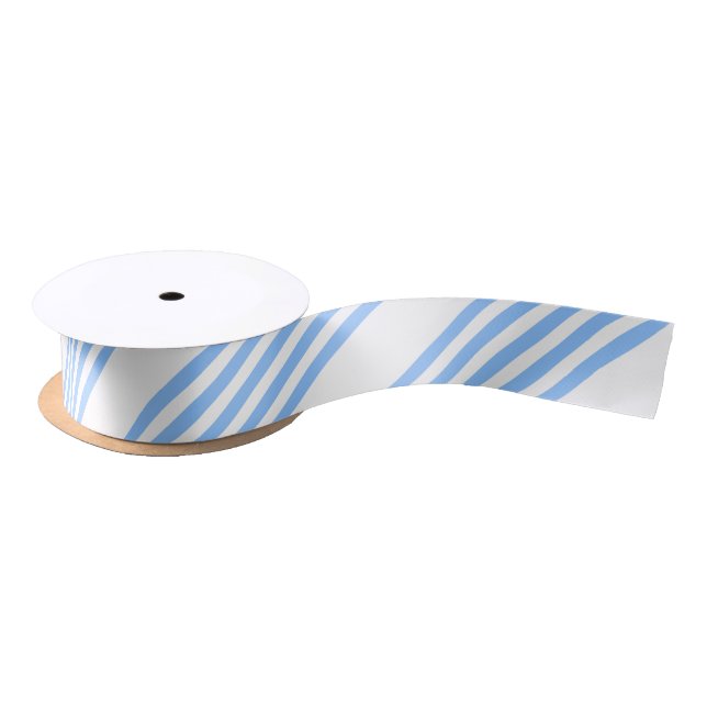 Blue and white five stripes pattern satin ribbon (Spool)