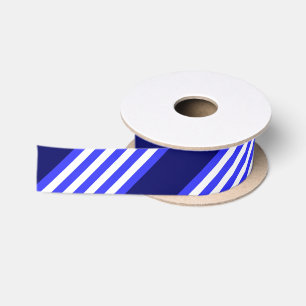 Blue and white five stripes pattern satin ribbon