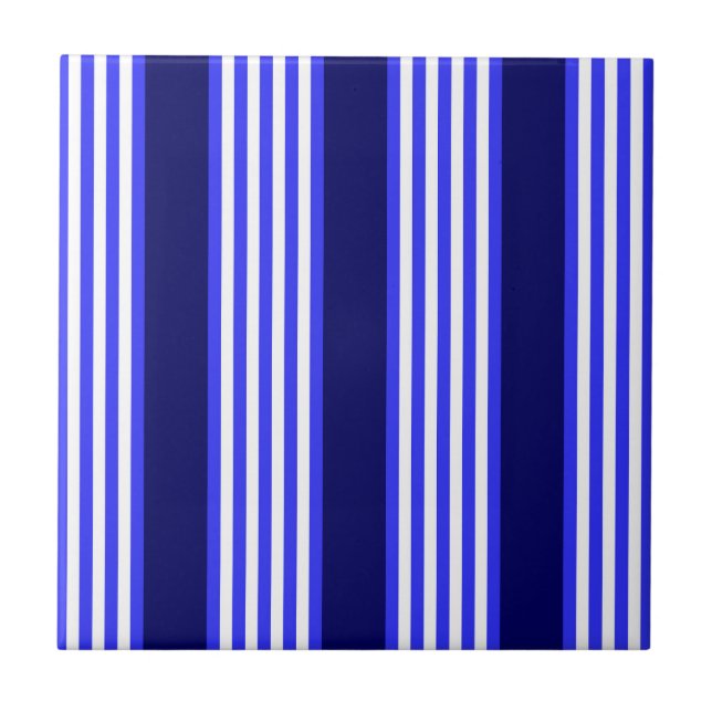 Blue and white five stripes pattern tile (Front)