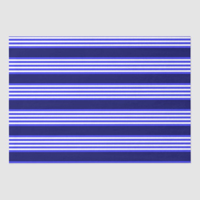 Blue and white five stripes pattern tissue paper (Front)