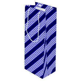 Blue and white five stripes pattern wine gift bag